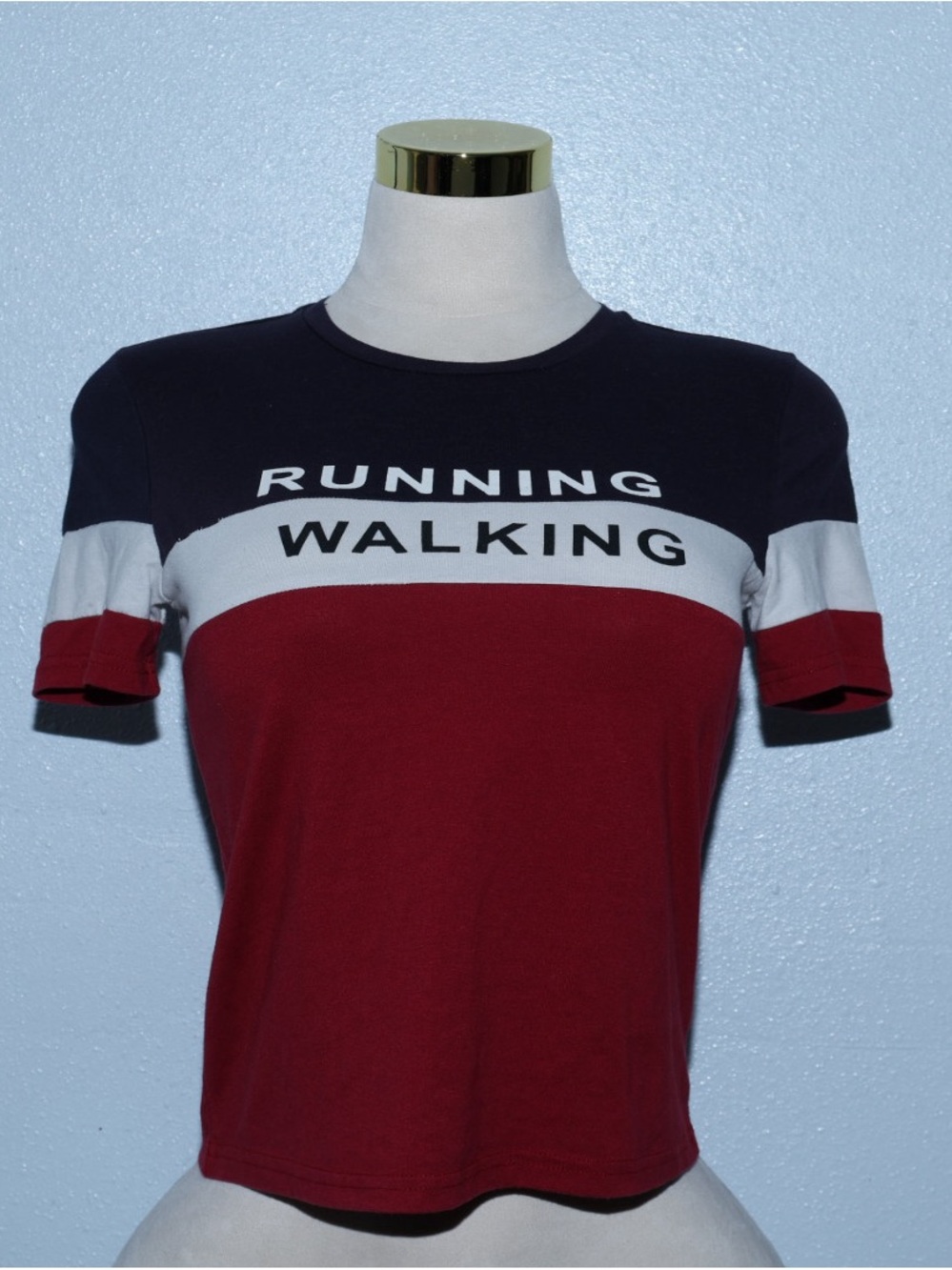 SHEIN Colorblock Tee in Burgundy & Navy